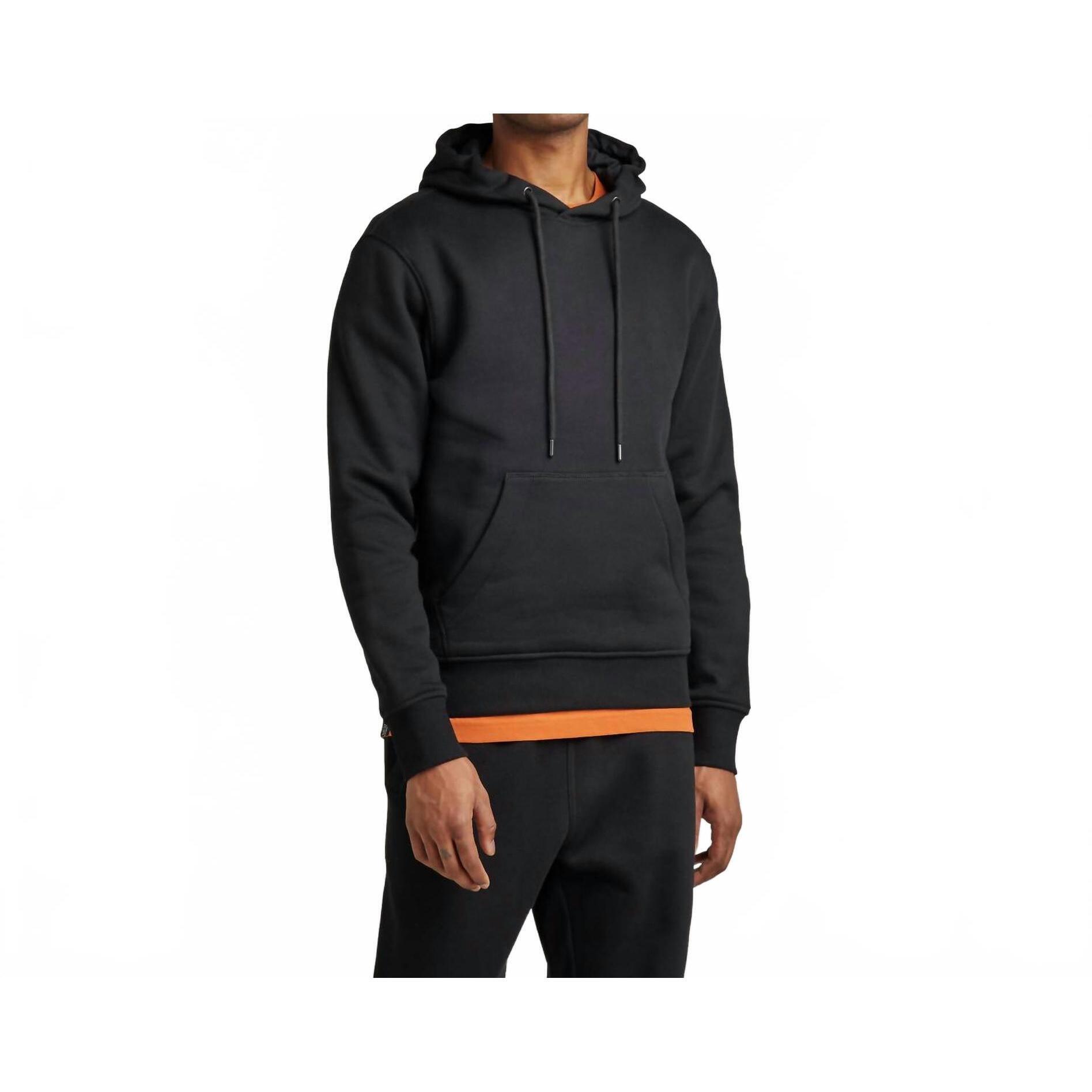 New G-Star Raw Logo Tape Soft Comfort Hoodie In Black